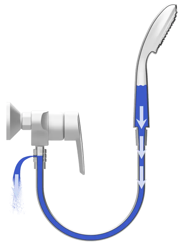 Emptying function shower hose | ecoturbino water saving system